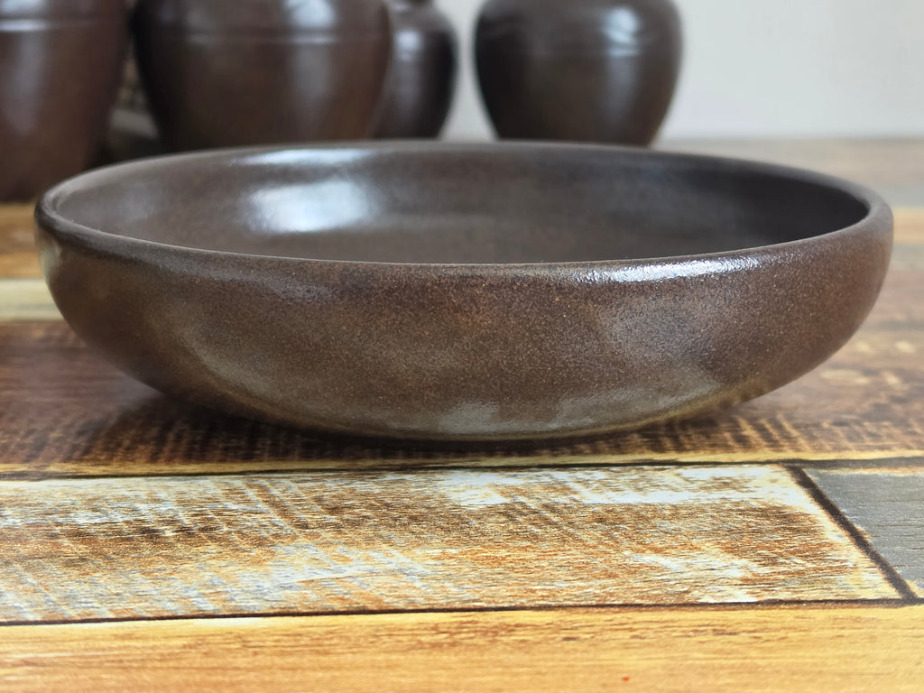Korean Onggi Serving Plate — Traditional Handcrafted Earthenware